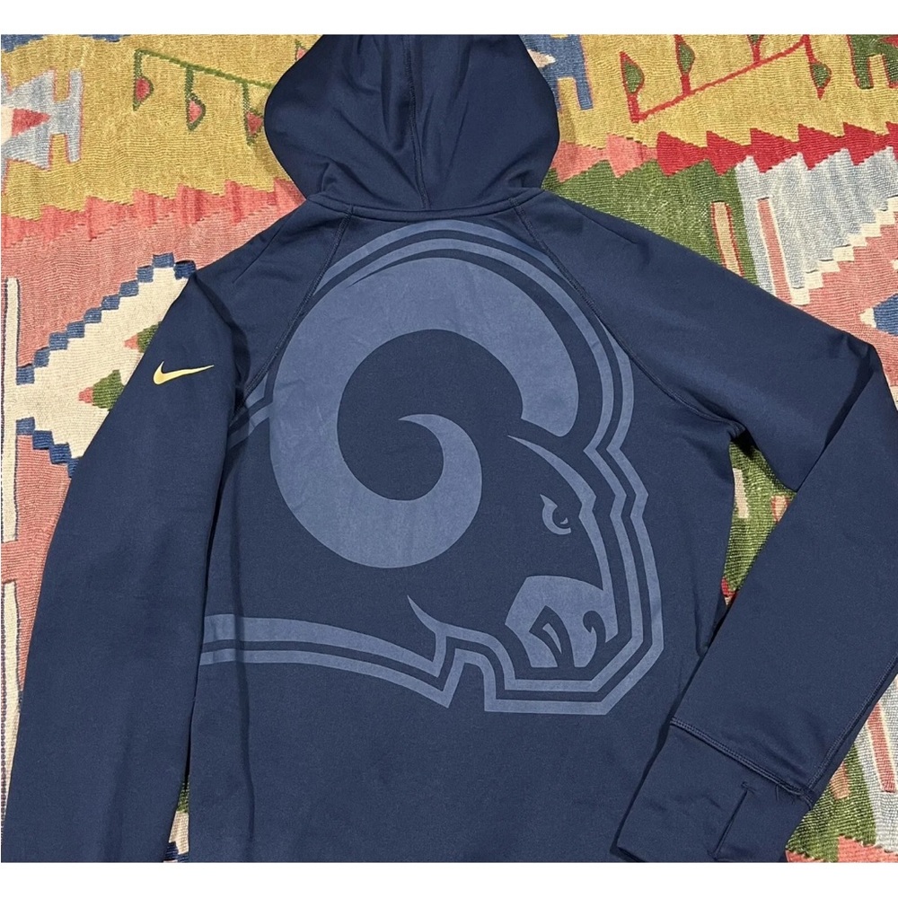 Nike St. Louis Rams Therma-Fit Warpspeed Full Zip Blue Hoodie Adult Small